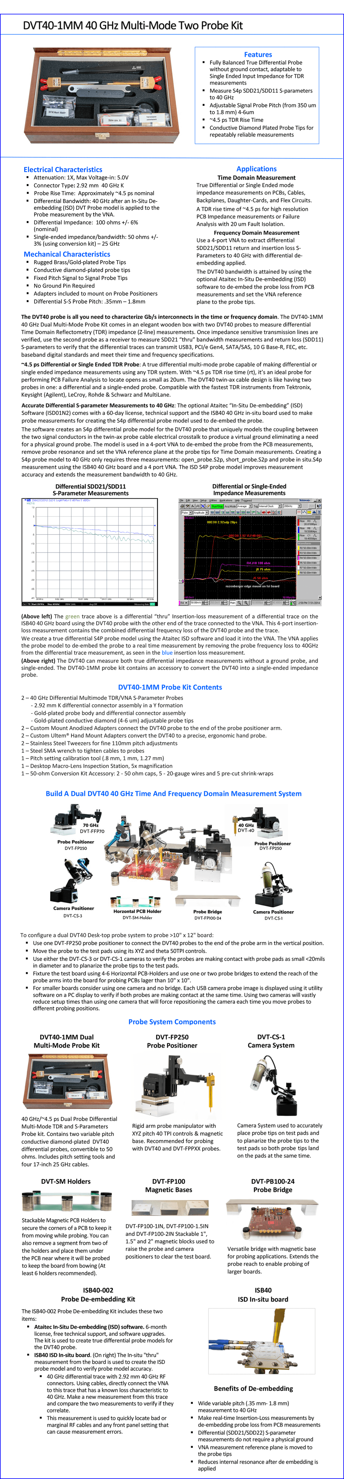 Shows image of the DVT40 40 GHz Two Probe Kit datasheet.