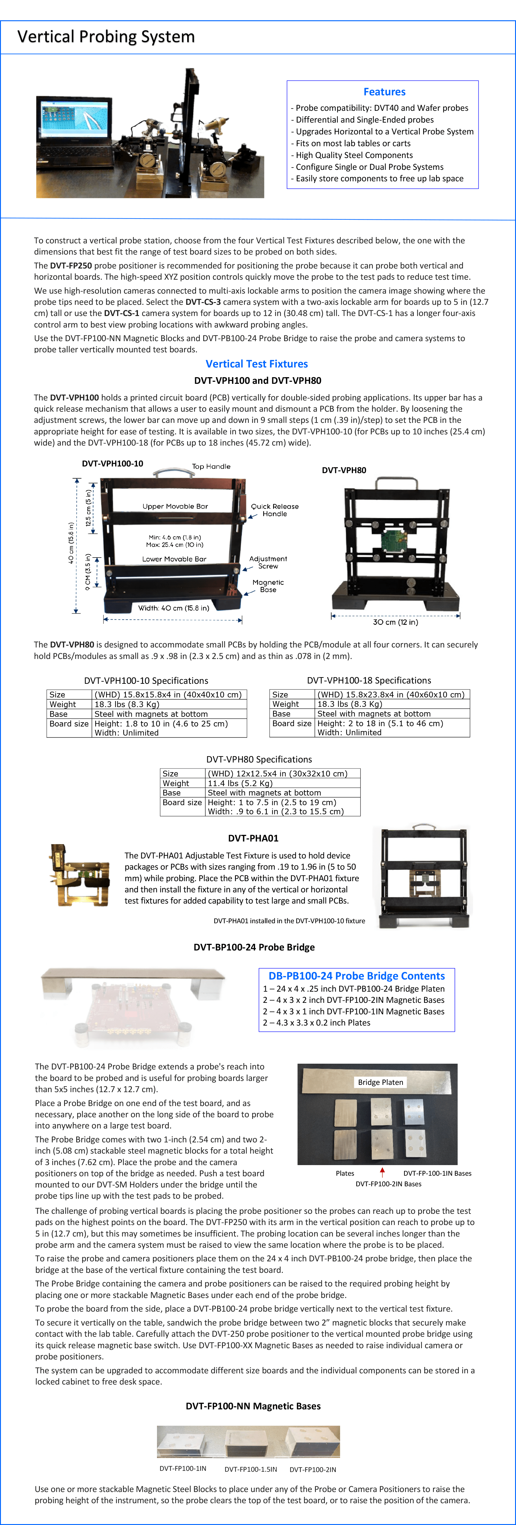 Image of the datasheet for the Vertical Probing System.